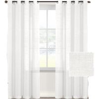 Rideaux voilages avec anneaux - rideaux voilages semi-voilages avec anneaux pour fenêtres - salon - chambre - lin - unis - élégants rideaux voilages - lot de 2 (132 x 160 cm - blanc)