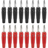 16 Pièces Fiches Bananes, 4mm Fiche Enceinte Audio, fiche Enceinte Audio Haut Parleur Connecteur pour Raccorder Les Enceintes HiFi, Amplis, ampli-Tuners et Chaînes Stéréo, Noir Rouge