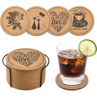 12Pcs Dessous de Verre en liège Absorbants pour Mugs,sous Verres Antidérapants avec Organisateur de Dessous de Verre, pour Anniversaire