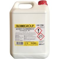 Détartrant acide chlorhydrique pur A 33% – 5 litres – Élimine le calcaire – Pour nettoyage professionnel – Italchimici