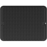 Tapis d'égouttage - Silicone - Résistant à la chaleur - Antidérapant - Tapis de vaisselle - Tapis de séchage pour la cuisine - Noir - 30 x 40 cm - 1 pièce