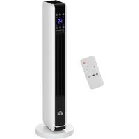 Heizgerät Heizlüfter 2200W Elektroheizer Keramik Heizturm mit Fernbedienung 8-Stunden-Timer Oszillation Heizer Heizung ABS PA Weiß+Schwarz 21 x 21 x 73 cm
