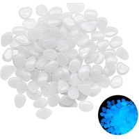 300 Pièces Lumineuses, Galets Brillants Décoratifs Galets Lumineux Cailloux Artificiels Blanc Galets Pierres pour Extérieur Jardin Aquarium Pierres Galets Lumineux qui Brillent Dans Noir(Blanc)