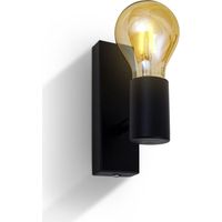 Applique murale intérieure noire E27 orientable style vintage – Spot mural 1-flamme métal rotatif 360° pour salon, chambre, couloir, cuisine, ampoule au choix