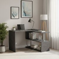 Dmora - Scrivania Dascagn, Scrittoio angolare porta PC, Tavolo multiuso per ufficio, Scrivania salvaspazio multiposizione, 100% Made in Italy, cm 120x50h75, Antracite