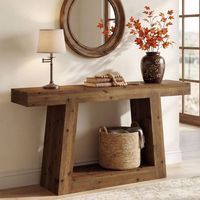Tribesigns Solid Wood Console Table, Farmhouse Sofa Table with Storage, Rustic Skinny Entryway Table for Hallway, Living Room, Narrow Entrance, Dark Brown