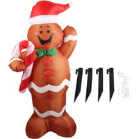 Bonhomme de Pain d'Épices Gonflable Géant pour Noël, Décor de Jardin