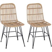 vidaXL Chaise de salle à manger 2 pcs Naturel 41 x 55 x 85 cm