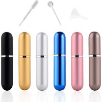 Lot de 6 mini vaporisateurs de parfum portables rechargeables de 5 ml avec pompe doseuse et outil de transfert, parfaits pour les voyages.