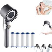 ALLIANDISSoffione doccia ad alta pressione, soffione doccia per bagno con 4 modalità regolabili, soffione doccia massaggiante anticalcare con arresto dell'acqua, soffione doccia a risparmio idrico, so