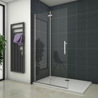 Walk in 2 hojas plegables vidrio templado con tratamiento antical,76x185cm es ajustable entre 745mm - 765mm