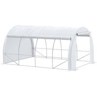 Invernadero de Túnel Invernadero de Jardín 4x3x2 m con Puerta y 8 Ventanas Enrollables para Cultivos Plantas Blanco