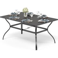 Phivilla – Table de jardin en métal noir 152 x 95 x 72 cm – Résistante aux intempéries et aux UV – Pour 6 à 8 personnes – Trou pour parasol - NOIR 94 D X