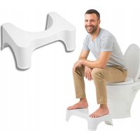 Tabouret WC - 42 x 26 x 17 cm - Blanc - Antidérapant - Position ergonomique