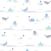 Papel pintado infantil Profhome 381301 papel pintado no tejido ligeramente texturado con dibujo infantil mate azul gris blanco verde 5,33 m2
