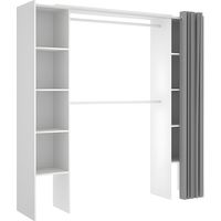Armadio guardaroba estensibile con tenda L110/180 cm Bianco e grigio - DORIAN