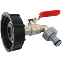 Adaptateur de vidange IBC pour robinets de jardin en laiton avec raccords de tuyau, raccord de réservoir de 1 000 L, 12,7 mm.