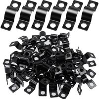 60 Pcs Pipe Strap Clamps, 2 Holes Fixation, U Shape Pipe Brackets, Heavy Duty Galvanized Q235 Carbon Steel, Pipes Mounting Brackets Conduit Clips for Water Gas Pipes Cable Fixing 6 mm