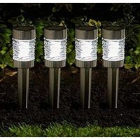 4pc Solar Martini Garden Lights 42cm Stainless Steel Glass Outdoor Path Lighting Decor