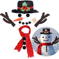 Kit Decoration Bonhomme De Neige - 16 Pièces Avec Chapeau Haut De Forme Écharpe Pipe Nez Carotte Bras Boutons Yeux - Activité Hivernale Extérieure En Famille - 1 Set
