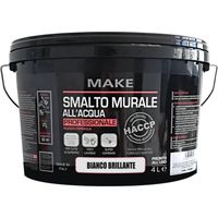 MAKE DESIGN FOR YOU Smalto Murale Super Resistente, 4 litri, Bianco Lucido, Base Acqua. Crea una Superficie Compatta, Priva di Porosità e Anti-Polvere. Prodotto Certificato HACCP, Made in Italy.