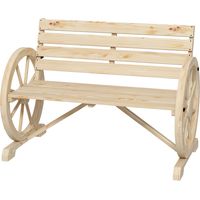 Banco de jardín madera reposabrazos rueda 2 personas 105,5x56x79 cm
