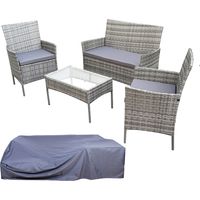 Ensemble de salon de jardin 4 pièces SVITA BROOKLYN avec housse canapé gris