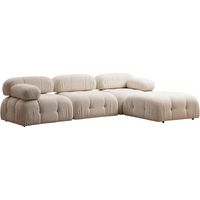 Sofá modular de 4 plazas con reposapiés en tela Bubble 3SP - Beige
