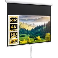 HOMCOM pantalla de proyector manual 80 pulgadas pantalla de proyección portátil formato 16:9 con altura ajustable para interior y exterior 172x96 cm
