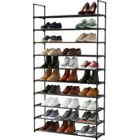 Shoe Rack, Slim Metal, Tool-Free Snap-Fit Assembly