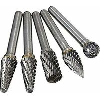 Fraises Diamant, 5 PCS 6mm Queue Tête Tungstène Carbure Double Coupe Rotary Burr Set Pour Travail du Bois Gravure Die Grinder Carving Burr Bit Set
