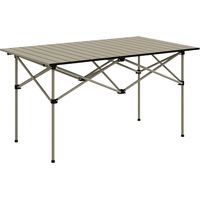 Campingtafel, klaptafel met oprolbaar tafelblad, tuintafel van aluminium, 2 personen, 95 x 55 cm, kaki