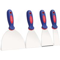 WORKPRO Profi Malerspachtel Spachtel Set aus rostfreiem Edelstahl mit Kunststoffgriff Maler Werkzeug Profi Putty Knife 38mm 75mm 100mm 150mm 4-teilig inkl. 1 x stabil mit Anschliff & 3 x flexible