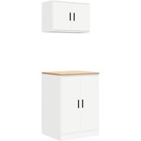 Maison Exclusive - Armoires de garage 2 pcs blanc bois d'ingénierie