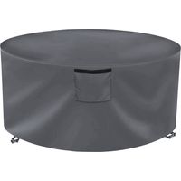 Abdeckhaube für runden Gartentisch 60in, Wasserdicht, Gartenmöbel Schutzhülle mit Lüftungsschlitzen und Griffen, Grau