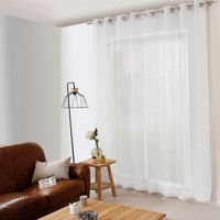 Homemaison – Voilage aspect lin Oeko-tex – Grande largeur 290x240 cm – Finition avec 16 œillets argent – Lavable en machine à 30°C