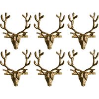 Set of 6 Stag Head Napkin Rings Gold Christmas Tableware Decoration Festive