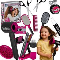 Kids Hair Styling Set, 19-Piece Dryer and Straightener, Lights, Sounds