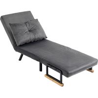 Canapé Cama Individuel Pliable 4 en 1 Réglable 5 Niveaux avec Oreiller 63x73x81 cm Gris
