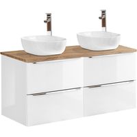 Doppelwaschtisch 120cm April Weiß und Holz