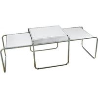 Set aus 2 stapelbaren Couchtischen - Holz und Stahl - Lacky Weiß