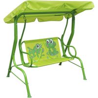 Vidaxl – Siège balançoire pour enfants vert – Cadre en acier – Tissu oxford 210D – Auvent pare-soleil – Assemblage facile