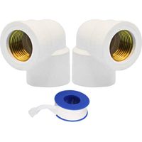 Connecteurs de Tuyauterie d'eau en PVC, 25mm - 2pcs 90 ° angle Raccords coudés Adaptateur Connecteur fileté femelle + 1pcs Ruban Plomberie 2x Tuyaux 脌 掳 1x Adh茅sif diamètre intérieur