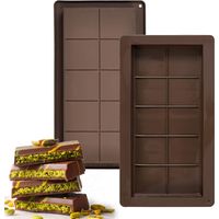 LYERCW - 2 moules à barres chocolatées, moules en silicone Dubaï pour barres chocolatées, moules profonds à démoulage facile, moules antiadhésifs à 10 alvéoles pour barres chocolatées (marron)
