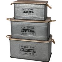 Lot de 3 malles de rangement en métal "Loft & Metal" - Gris/Noir - L 68 x l 35 x P 35 cm - Livraison gratuite