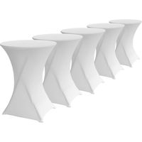 Oviala – Lot de 5 housses élastiques blanches pour mange debout 110 x 80 cm – 160 g/m² – Pour événements, mariages et réceptions