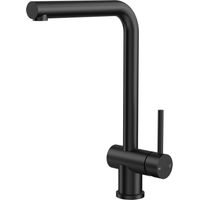 EVERSTEIN Wasserhahn Küche Schwarz Küchenarmatur Spültischarmatur: Premium L-Form Hoher Auslauf Massiv Messing 360° Drehbar Einhebelmischer für Spüle Keramikkartusche Rostfrei Kratzfest Matt Schwarz