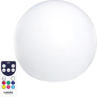 Boule lumineuse LED flottante 60cm – Autonome sur batterie – Télécommande incluse – IP66 pour extérieur – Multicolore avec socle induction – Lumi Jardin