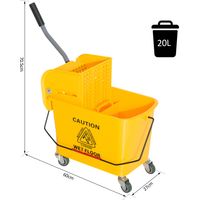 Secchio per mocio da 20 litri con ruote e strizzatore, secchio con separatore d'acqua, 60x27x70,5 cm, giallo