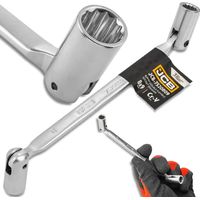 Clé à douille JCB 8-9 mm à double extrémité en acier Cr-V, 12 pans
